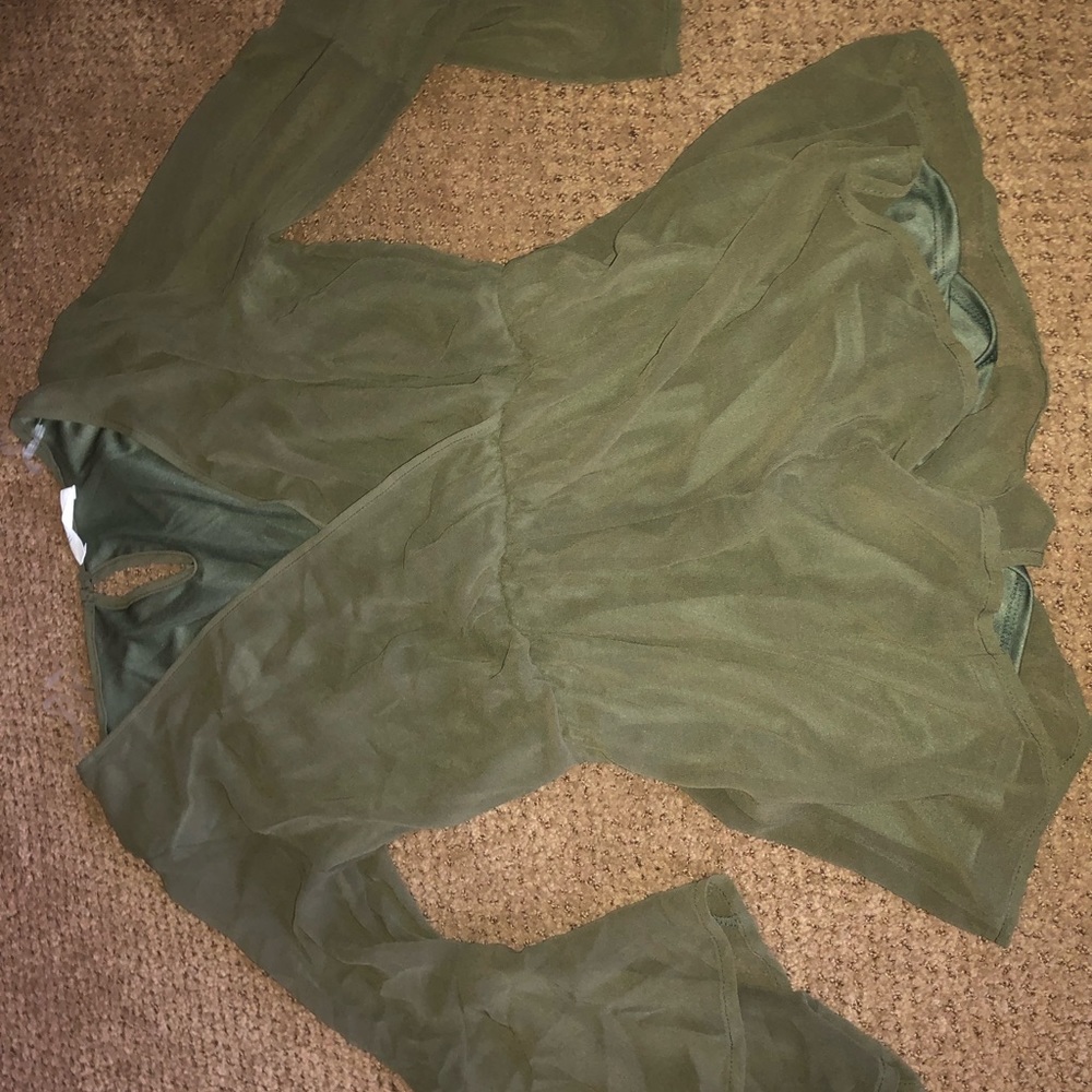 Olive green sheer romper